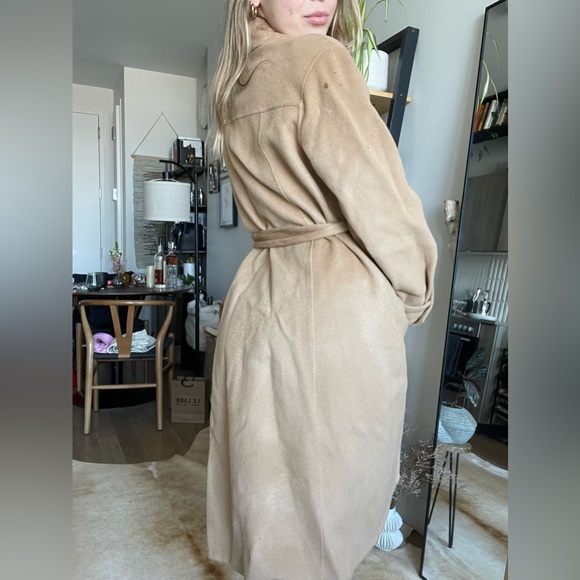 NWT Silk Maison 100% Wool Belted Camel Coat - Picture 8 of 16